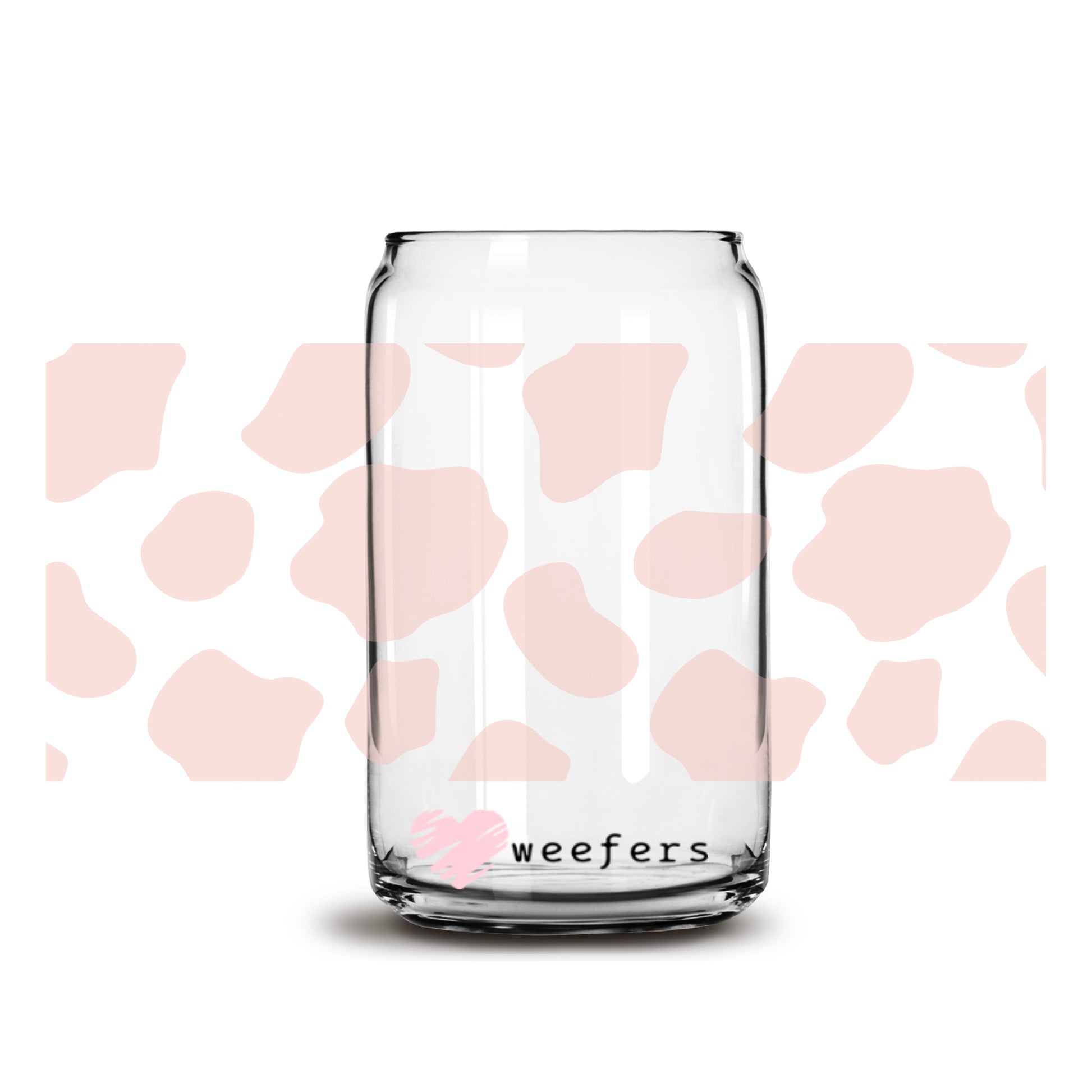 Blush Cow Print 16oz Libbey Glass Can UV DTF or Sublimation Wrap - Decal - Weefers