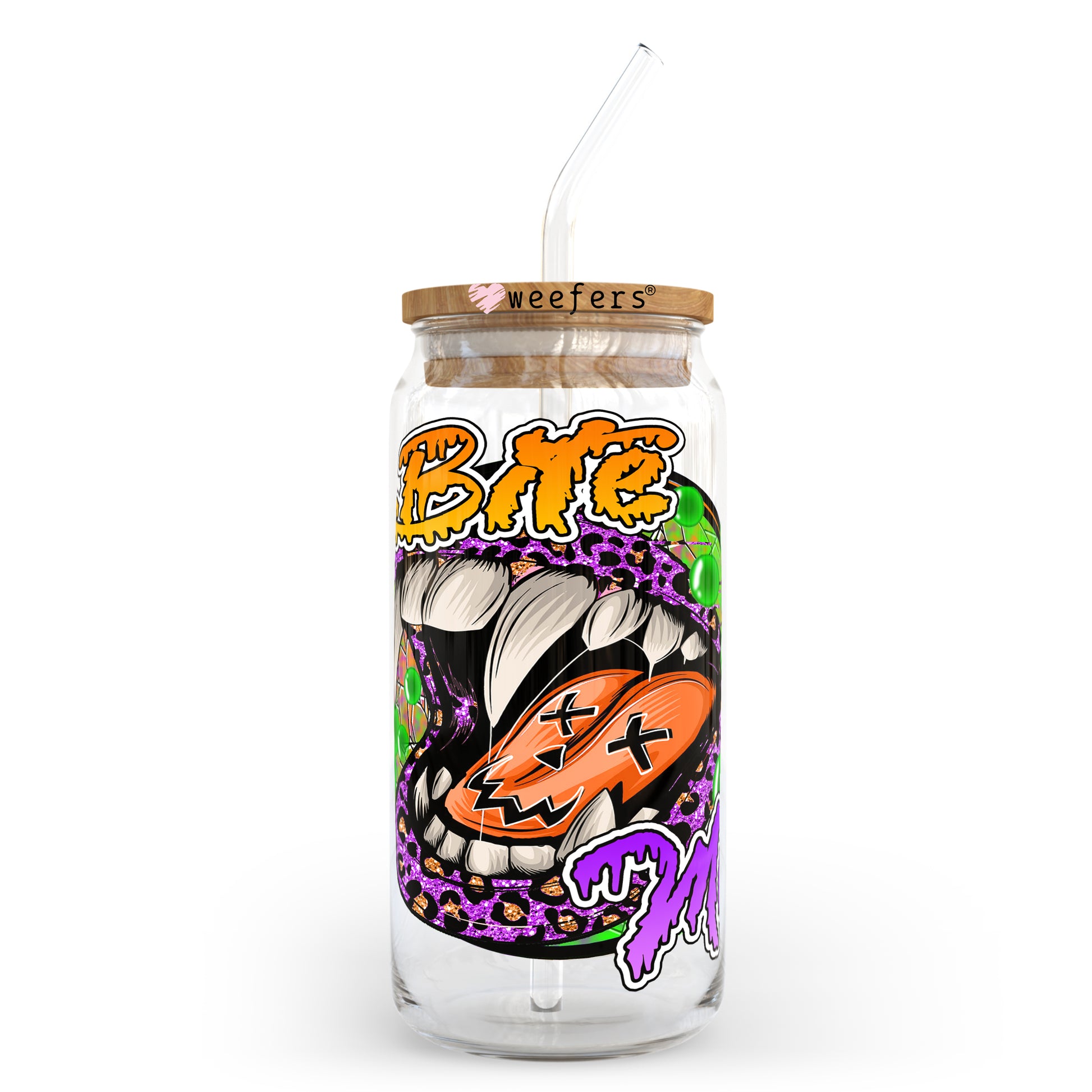 Bite Me Halloween 20oz Libbey Glass Can, 34oz Hip Sip, 40oz Tumbler UV DTF or Sublimation Decal Transfer - Weefers