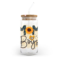 Load image into Gallery viewer, a mason jar with a straw in it that says mom of boys
