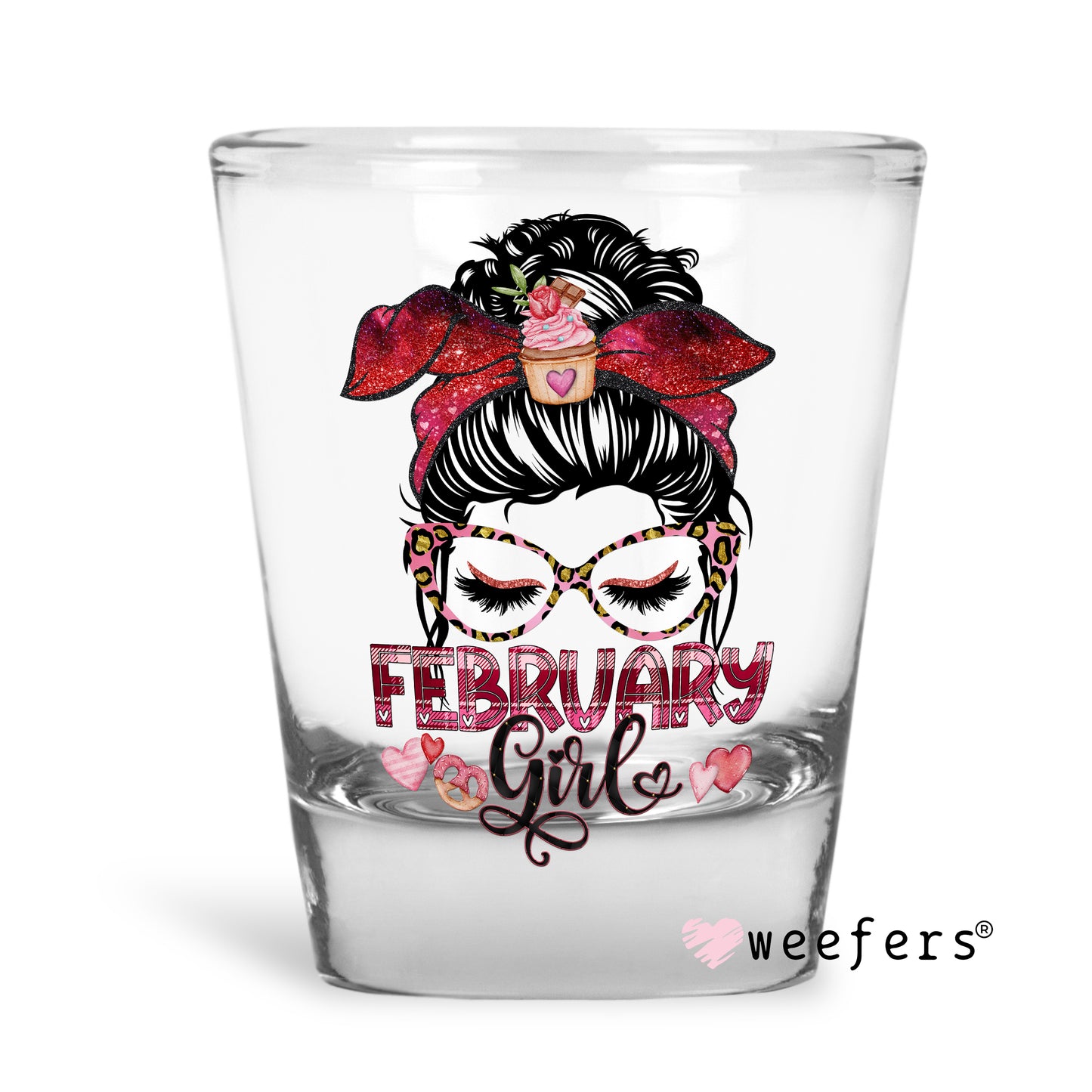 February Girl Shot Glass Short UV DTF or Sublimation Wrap - Decal - Weefers