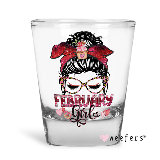 February Girl Shot Glass Short UV DTF or Sublimation Wrap - Decal - Weefers