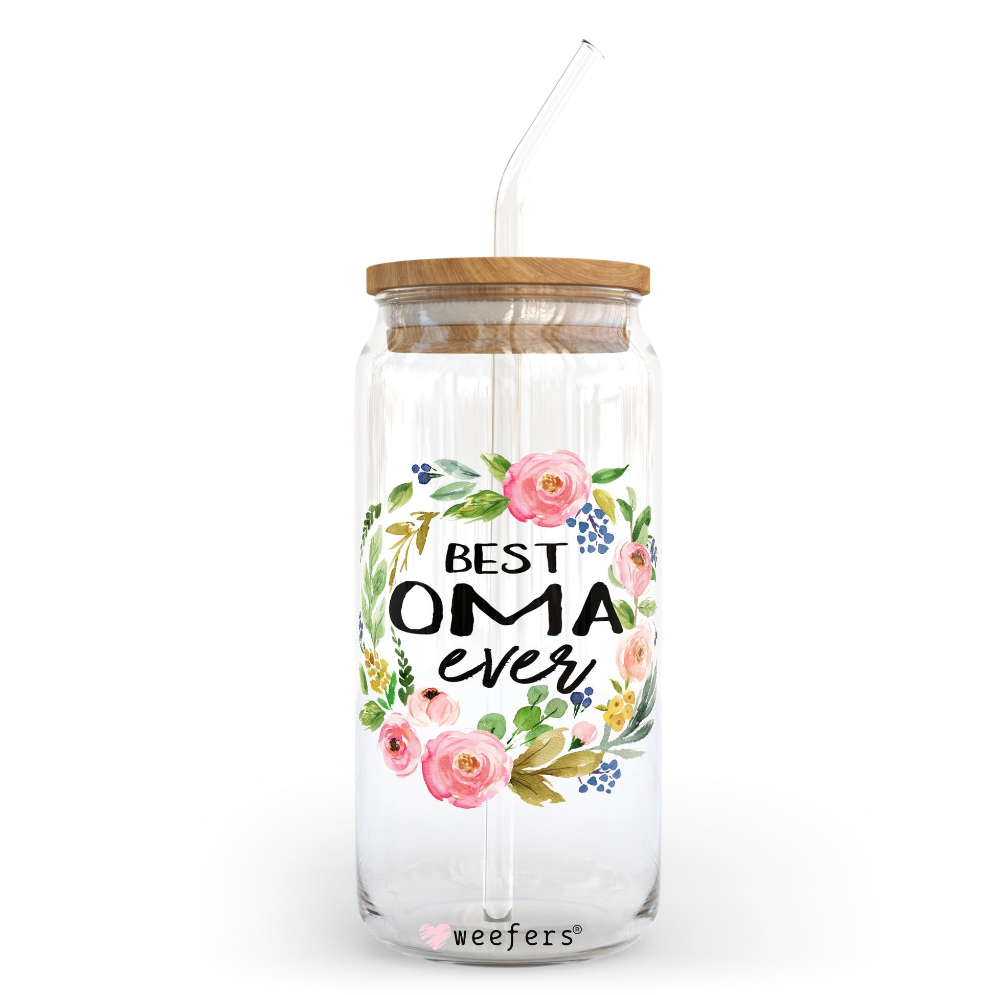 Best Oma Ever Floral Wreath 20oz Libbey Glass Can, 34oz Hip Sip, 40oz Tumbler UV DTF or Sublimation Decal Transfer - Weefers