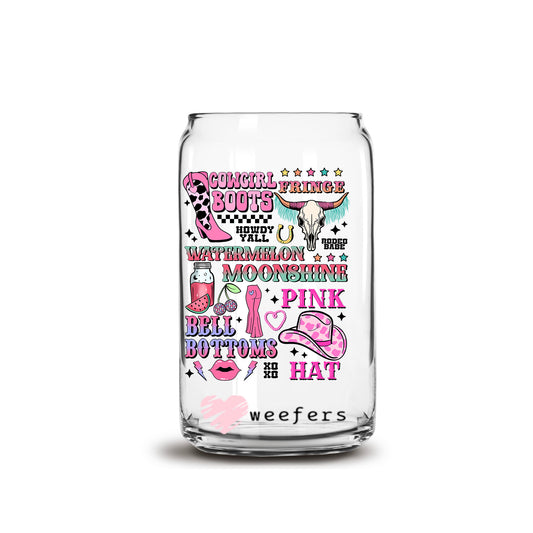 Favorite Cowgirl Things 16oz Libbey Glass Can UV DTF or Sublimation Cup Wrap - Decal Transfer - Weefers