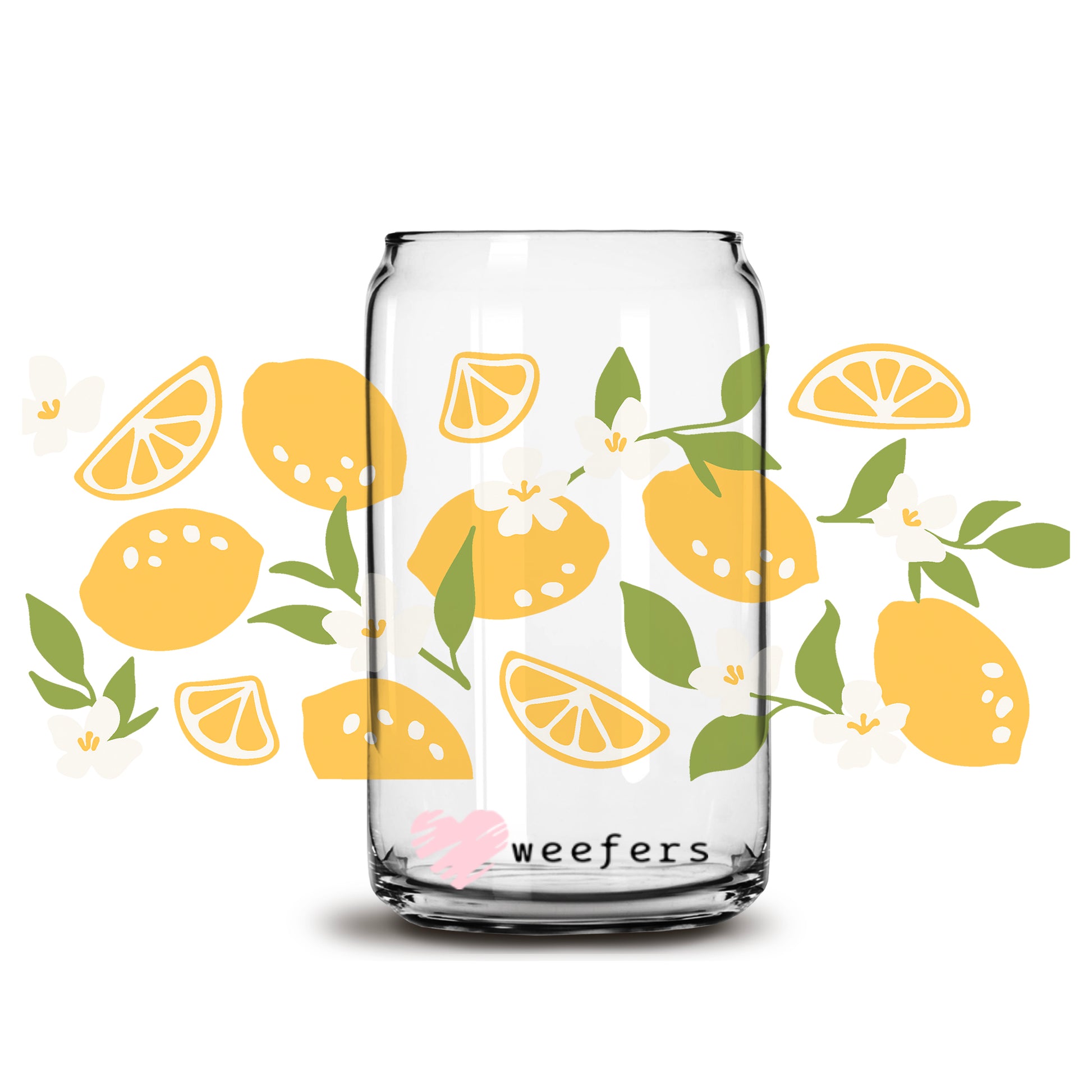 All About Lemons 16oz Libbey Glass Can UV DTF or Sublimation Wrap - Decal - Weefers