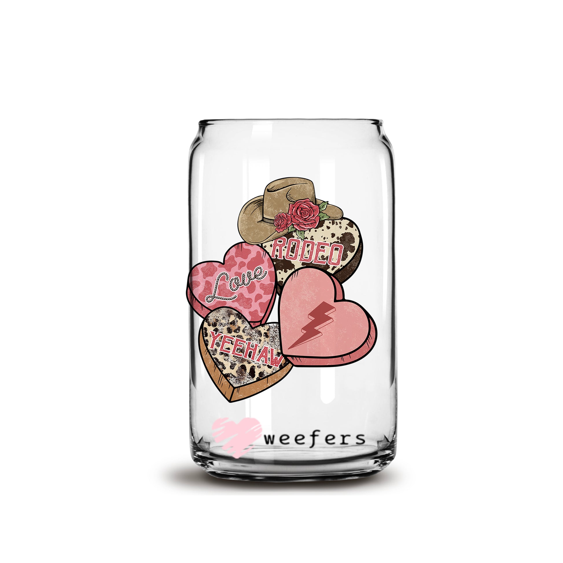 Love Country Valentine's Day 16oz Libbey Glass Can UV DTF or Sublimation Cup Wrap - Decal Transfer - Weefers