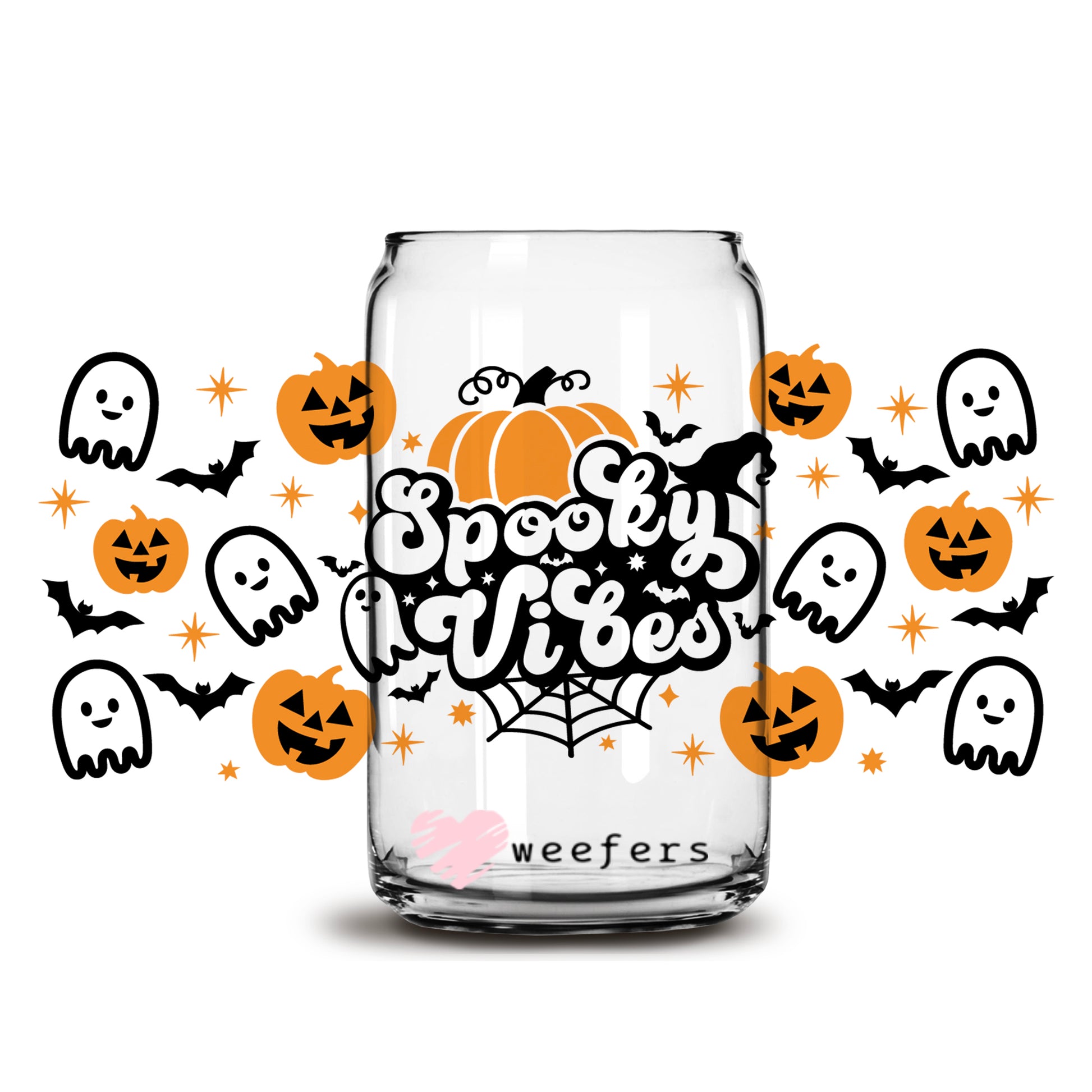 Spooky Vibes Halloween 16oz Libbey Glass Can UV DTF or Sublimation Wrap - Decal - Weefers