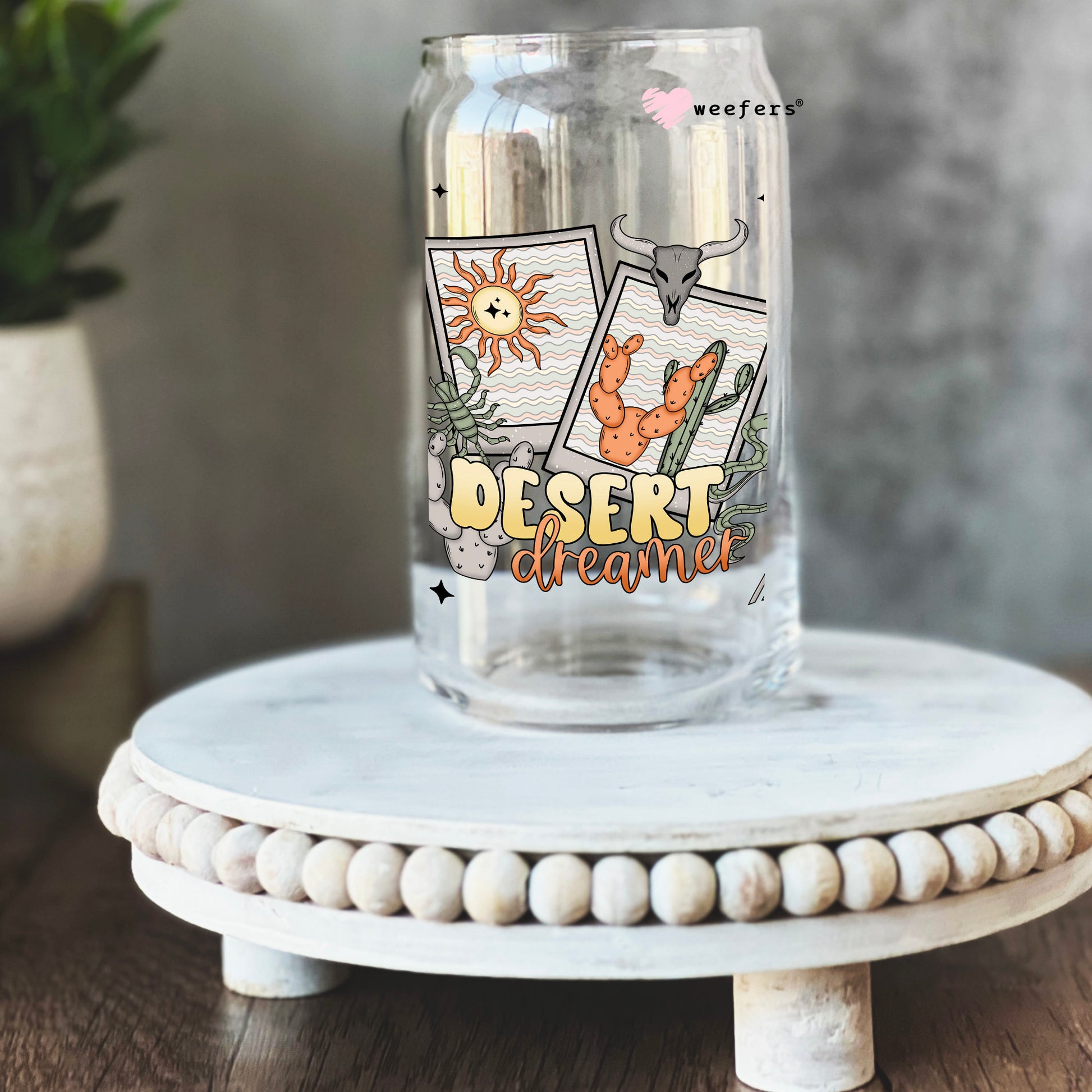 Desert Dreams 16oz Libbey Glass Can UV DTF or Sublimation Cup Wrap - Decal Transfer - Weefers