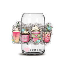 Load image into Gallery viewer, Mom Fuel Coffee Latte 16oz Libbey Glass Can UV-DTF or Sublimation Wrap - Decal
