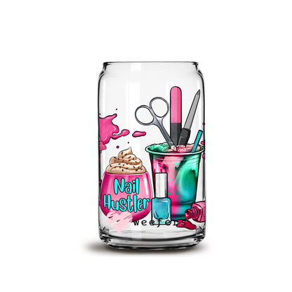 Nail Hustler 16oz Libbey Glass Can UV DTF or Sublimation Wrap - Decal - Weefers