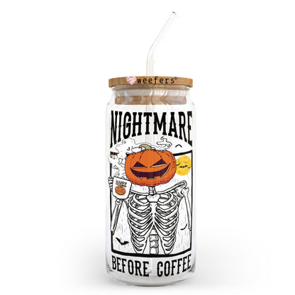 Nightmare Before Coffee 20oz Libbey Glass Can, 34oz Hip Sip, 40oz Tumbler UV DTF or Sublimation Decal Transfer - Weefers