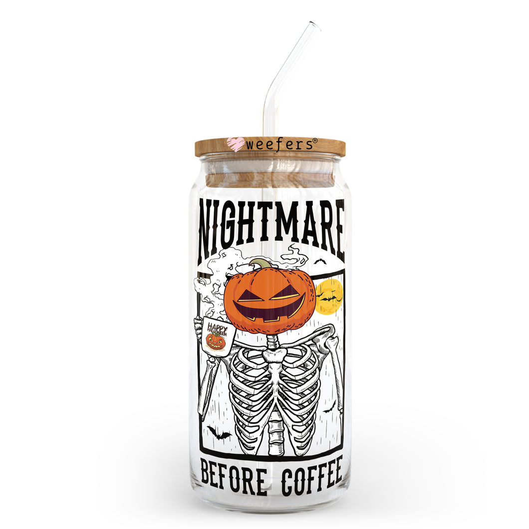 Nightmare Before Coffee 20oz Libbey Glass Can UV-DTF or Sublimation Wrap - Decal