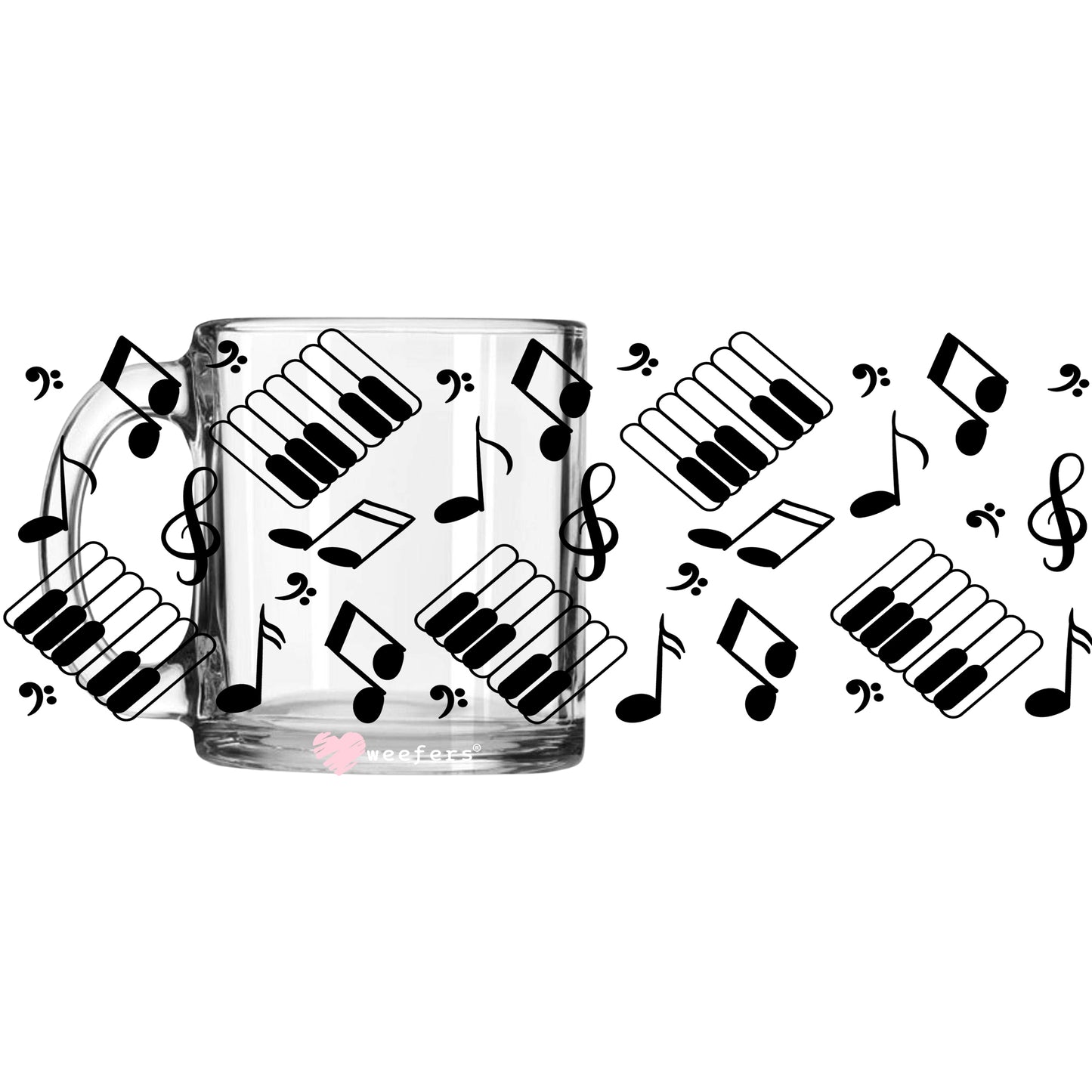 Music Notes 11oz Coffee Mug UV DTF or Sublimation Wrap - Decal - Weefers