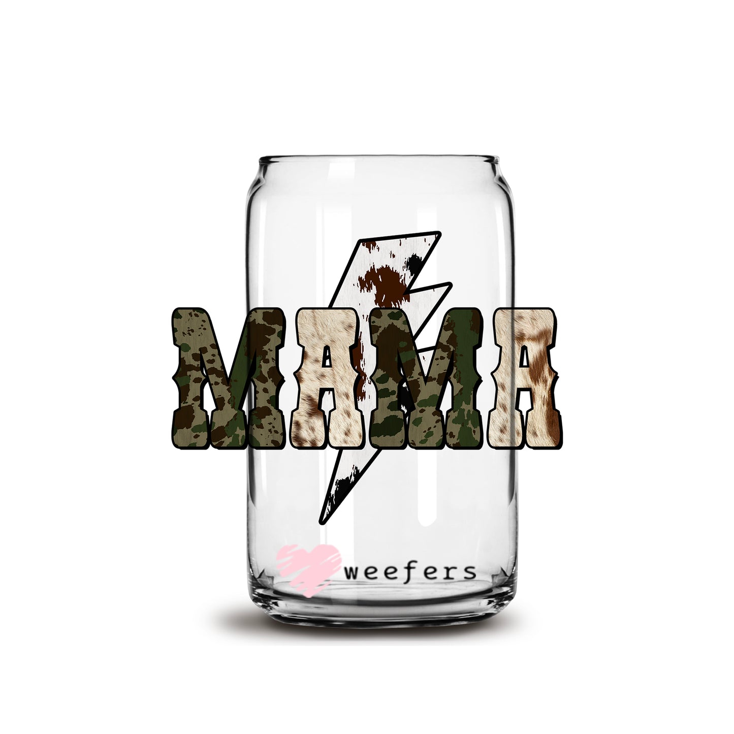 Mama Lightening Bolt 16oz Libbey Glass Can UV DTF or Sublimation Wrap - Decal - Weefers