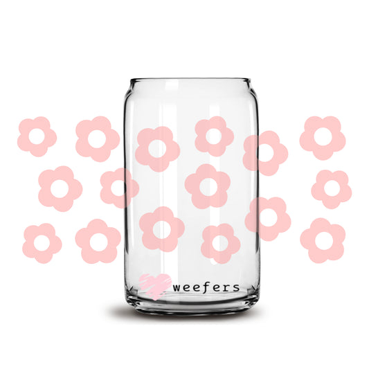 Pink Florals 16oz Libbey Glass Can UV DTF or Sublimation Wrap - Decal - Weefers