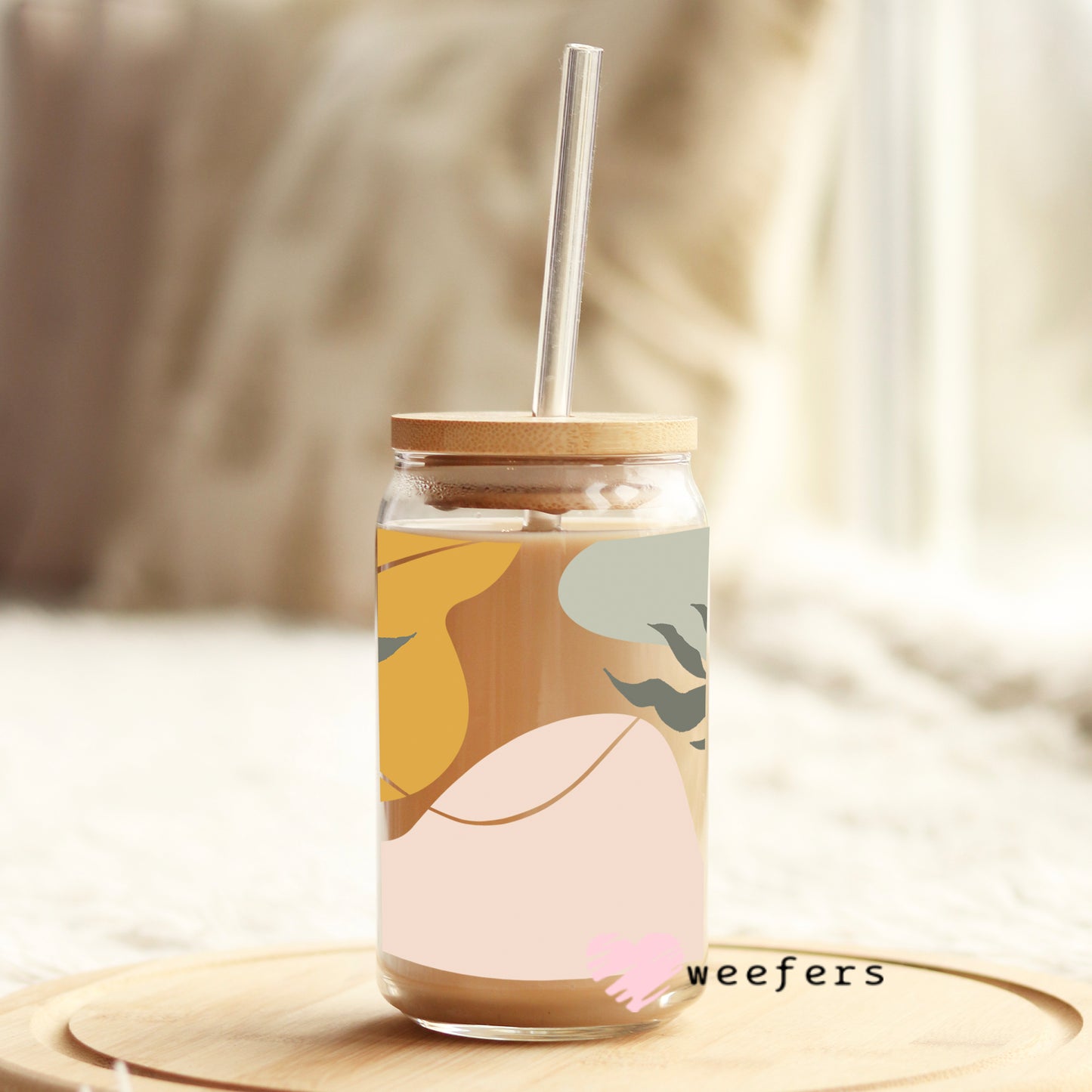 Abstract Neutrals Libbey Glass Can UV DTF or Sublimation Wrap - Decal - Weefers