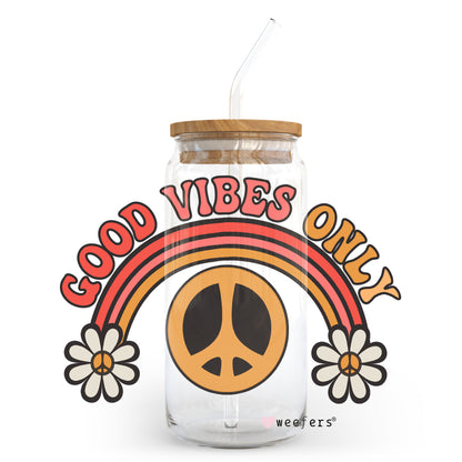 Good Vibes Only 20oz Libbey Glass Can, 34oz Hip Sip, 40oz Tumbler UV DTF or Sublimation Decal Transfer - Weefers