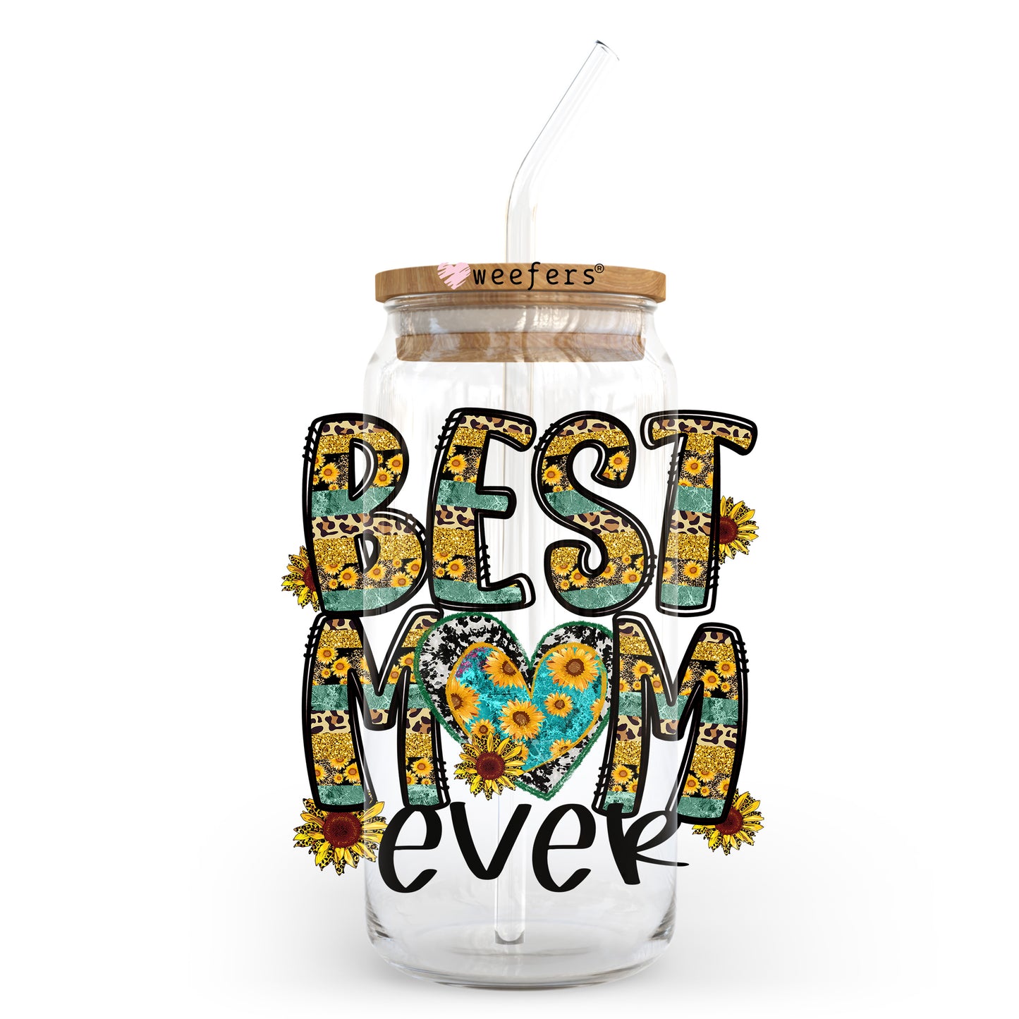 Best Mom Ever 20oz Libbey Glass Can UV DTF or Sublimation Wrap - Decal Transfer - Weefers