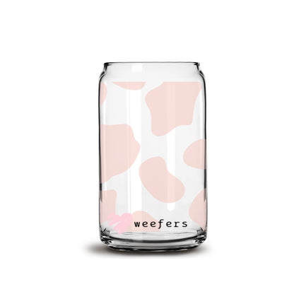 Blush Cow Print 16oz Libbey Glass Can UV DTF or Sublimation Wrap - Decal - Weefers