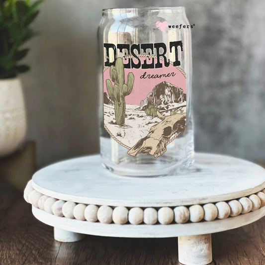 Desert Dreams Pink Sunset 16oz Libbey Glass Can UV DTF or Sublimation Cup Wrap - Decal Transfer Weefers