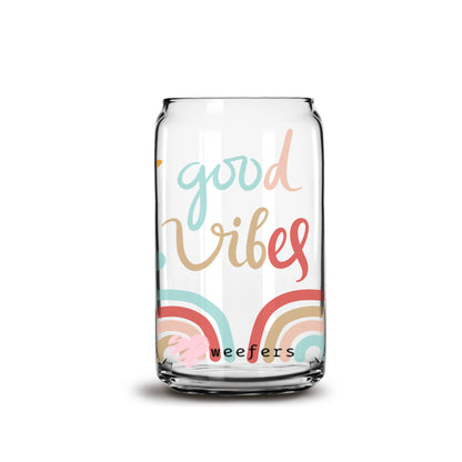 Good Vibes Boho Rainbows Libbey Glass Can UV DTF or Sublimation Wrap - Decal - Weefers