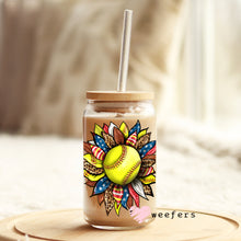 Load image into Gallery viewer, Sunflower Softball 16oz Libbey Glass Can UV-DTF or Sublimation Wrap - Decal
