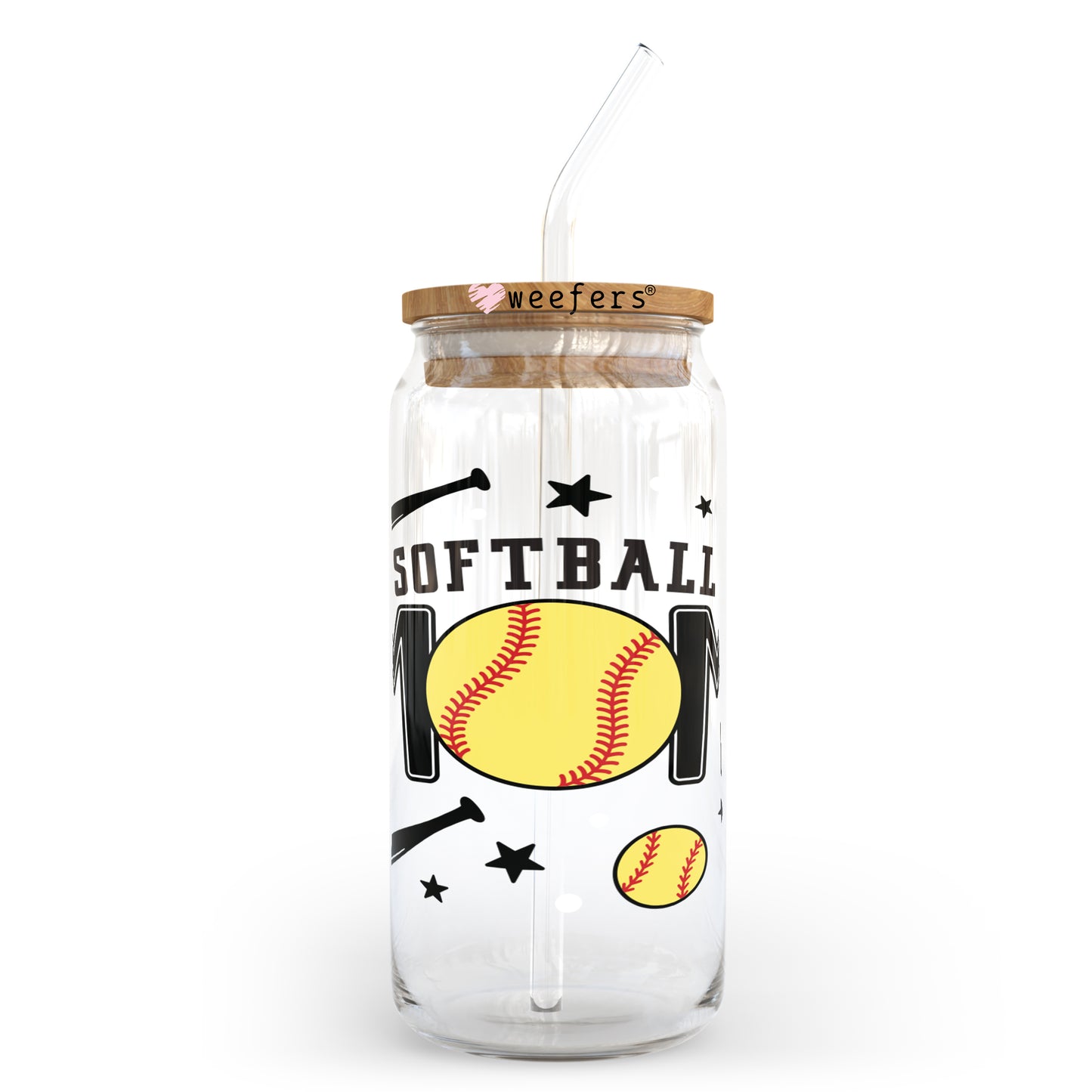 Softball Mom 20oz Libbey Glass Can, 34oz Hip Sip, 40oz Tumbler UV DTF or Sublimation Decal Transfer - Weefers