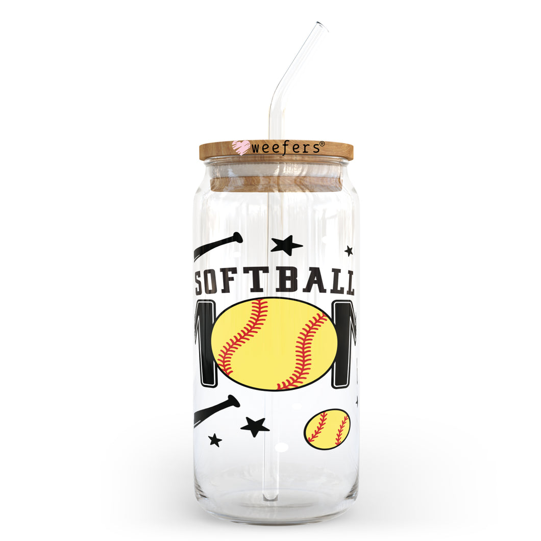 Softball Mom 20oz Libbey Glass Can UV-DTF or Sublimation Wrap - Decal