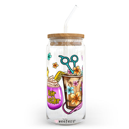 Hair Hustler Coffee Latte 20oz Libbey Glass Can, 34oz Hip Sip, 40oz Tumbler UV DTF or Sublimation Decal Transfer - Weefers