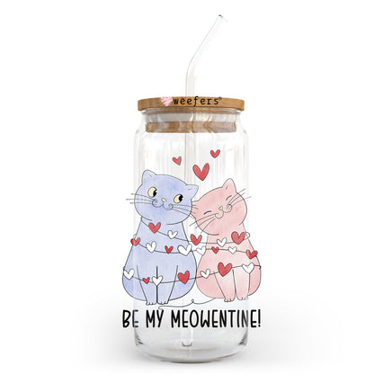 Be My Meowentine Valentine's Day 20oz Libbey Glass Can UV DTF or Sublimation Wrap - Decal - Weefers