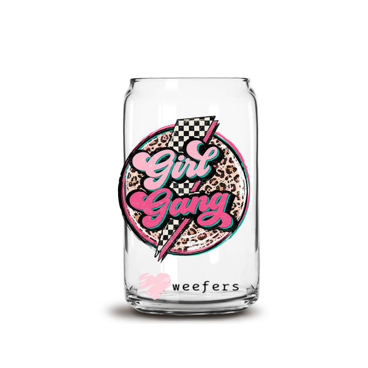 Girl Gang Cheetah Checker 16oz Libbey Glass Can UV DTF or Sublimation Wrap - Decal - Weefers