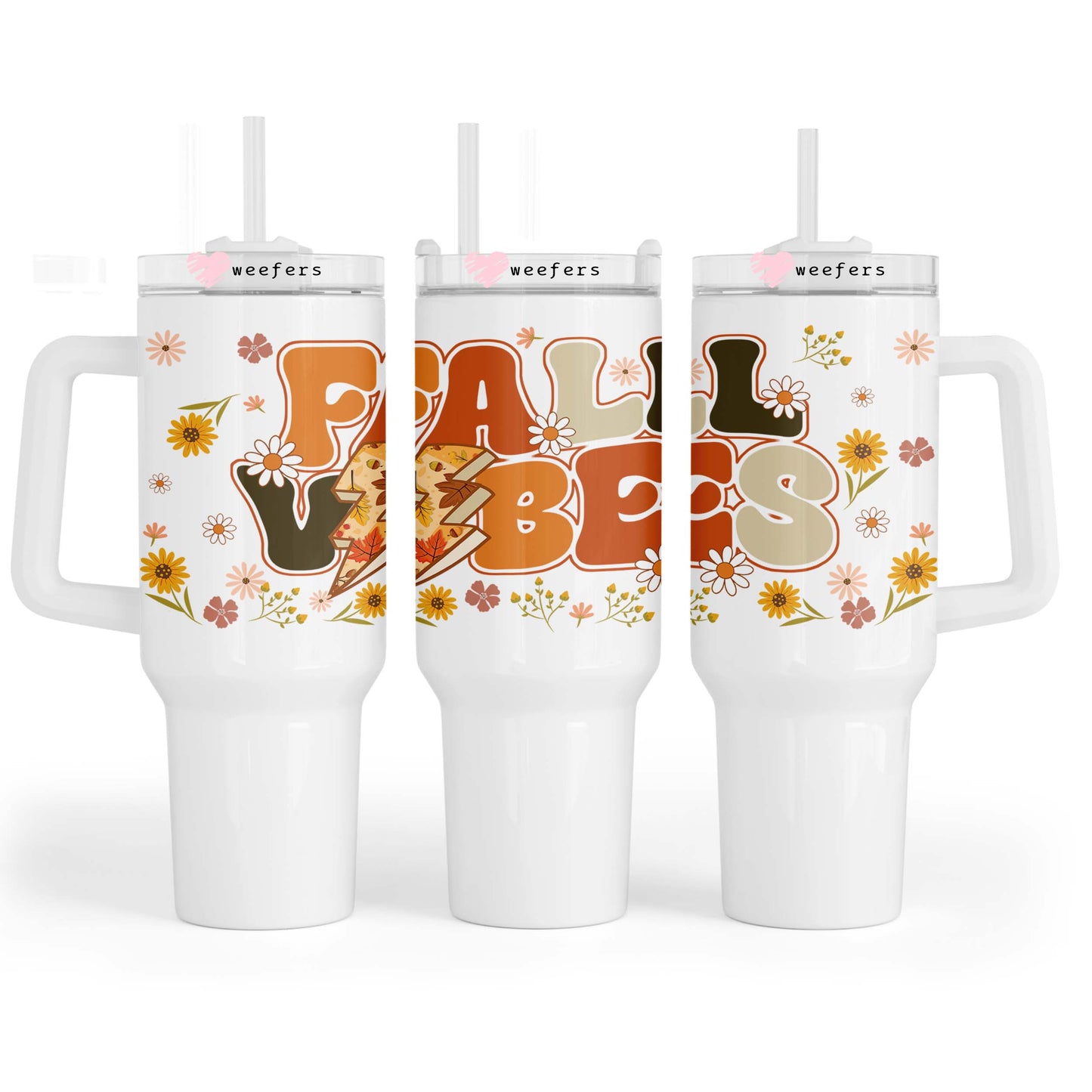 Fall Vibes 40oz Tumbler UV DTF or Sublimation Wrap - Decal - Weefers