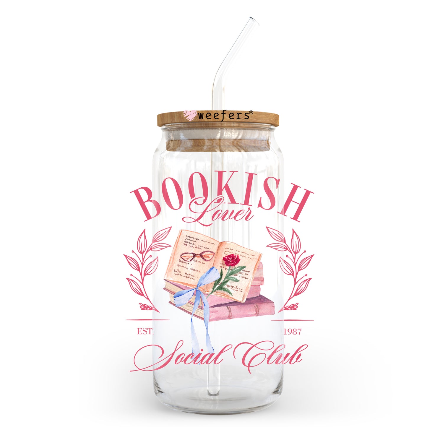 Bookish Social Club 20oz Libbey Glass Can UV DTF or Sublimation Wrap - Decal Transfer - Weefers