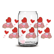 Load image into Gallery viewer, a glass jar filled with hearts and a pink car
