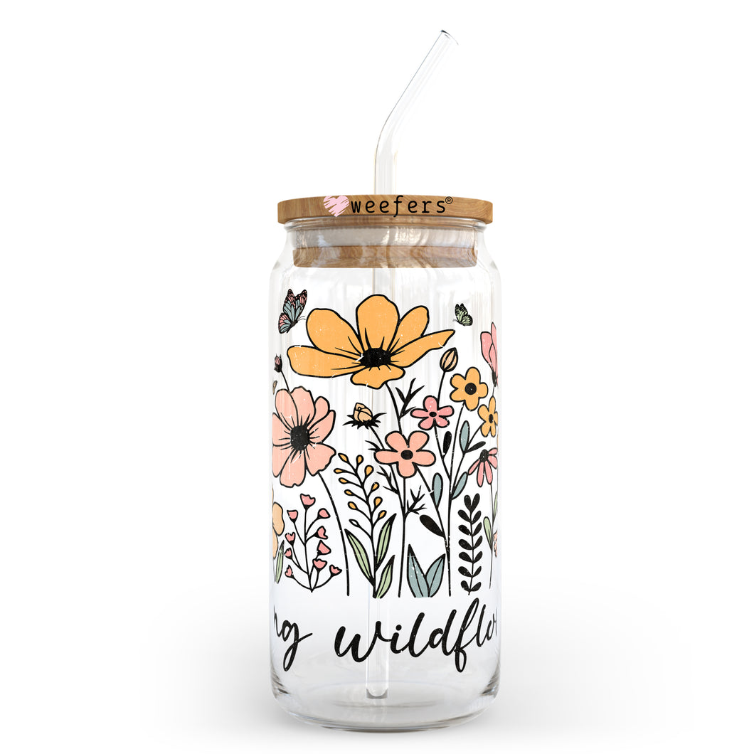 Raising Wildflowers 20oz Libbey Glass Can UV-DTF or Sublimation Wrap - Decal