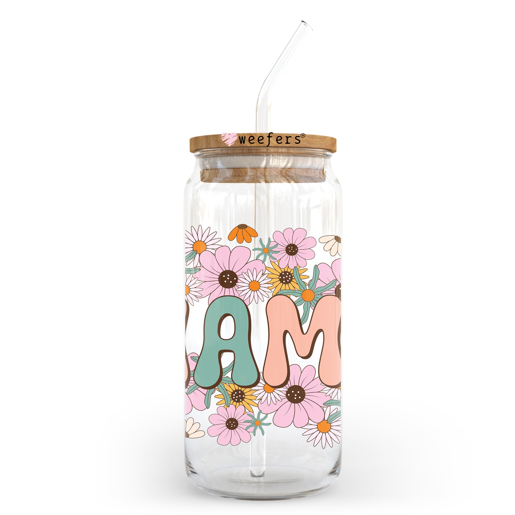 Pink Flowers Mama 20oz Libbey Glass Can, 34oz Hip Sip, 40oz Tumbler UV DTF or Sublimation Decal Transfer - Weefers