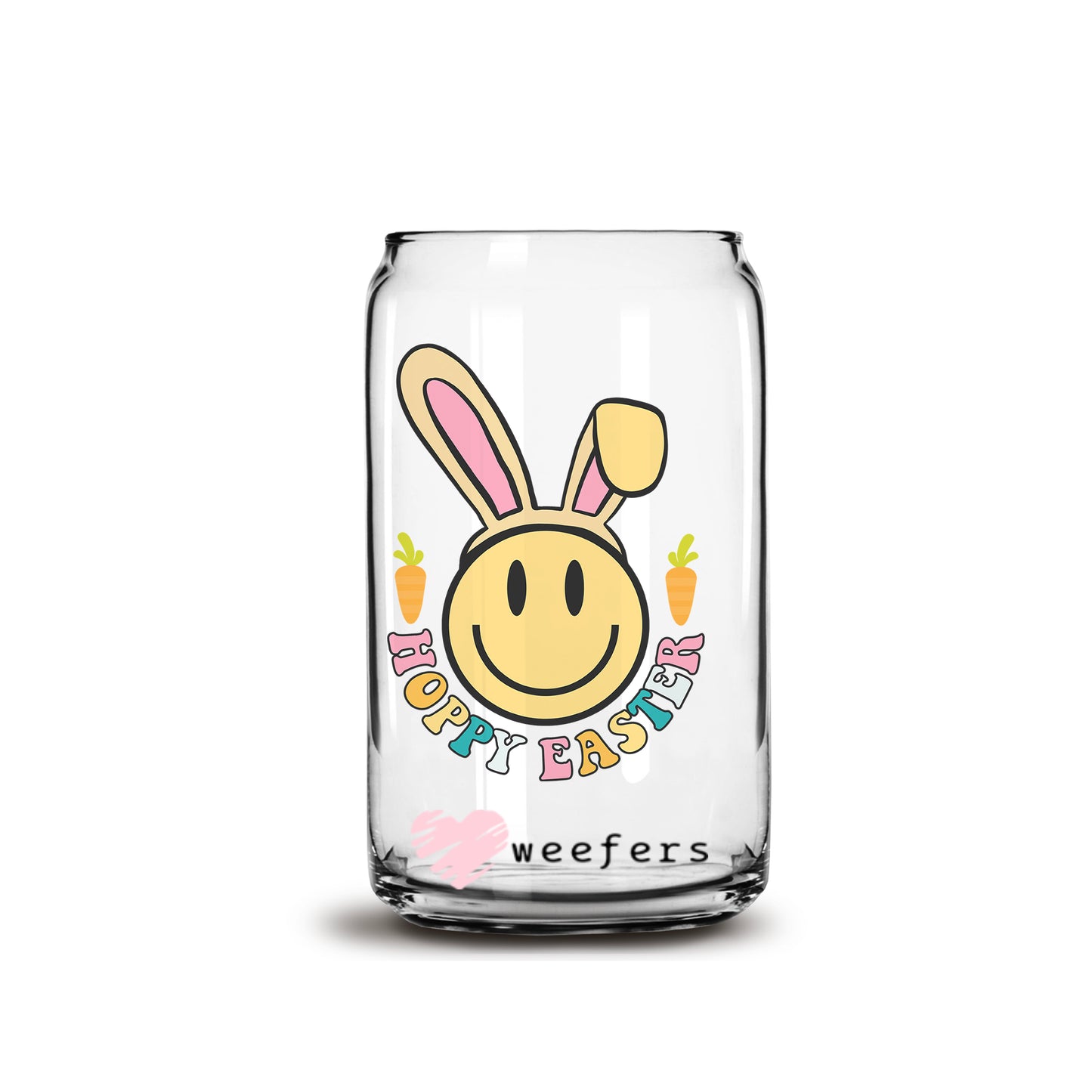 Hoppy Easter 16oz Libbey Glass Can UV DTF or Sublimation Wrap - Decal - Weefers