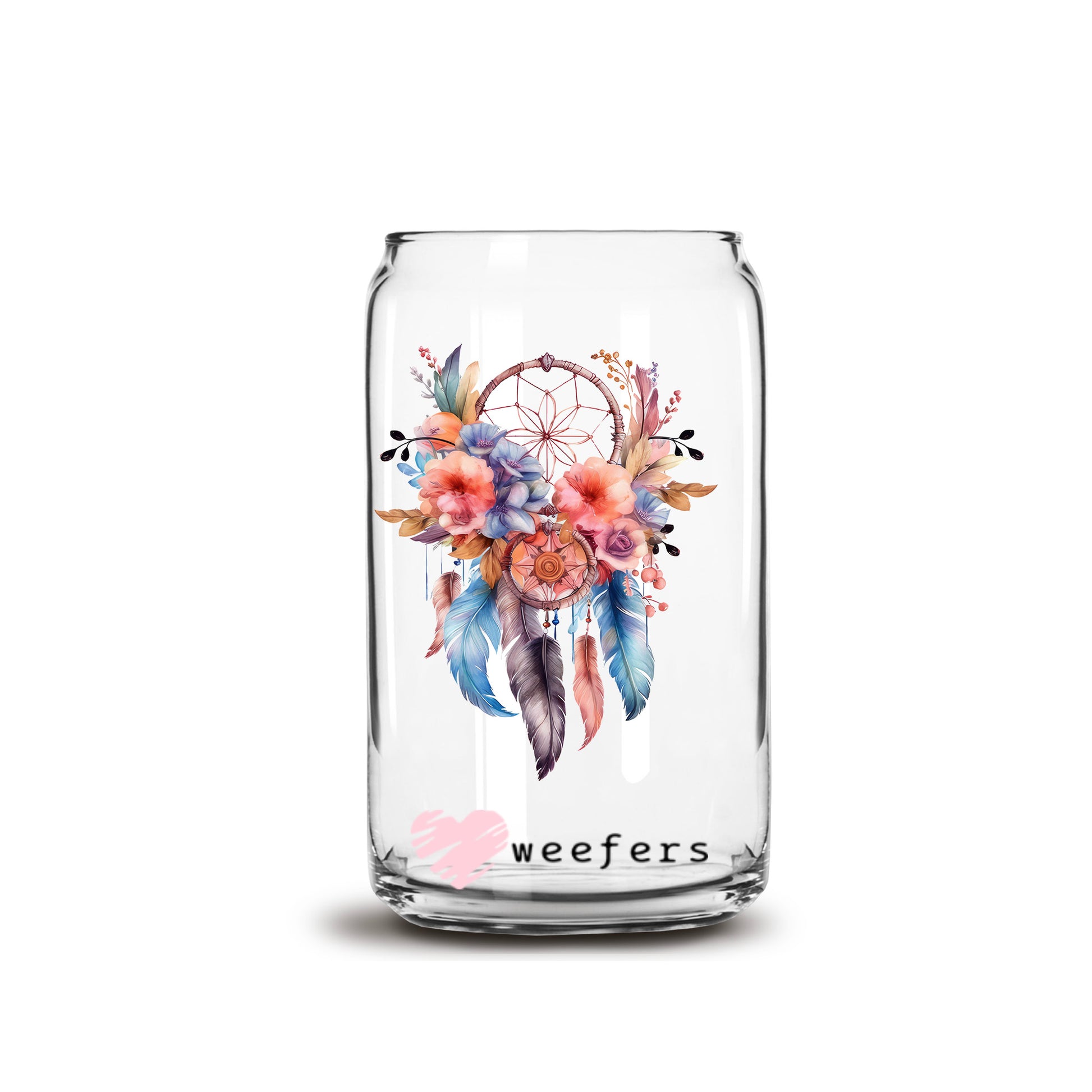 Dreamcatcher Blue 16oz Libbey Glass Can UV DTF or Sublimation Cup Wrap - Decal Transfer - Weefers