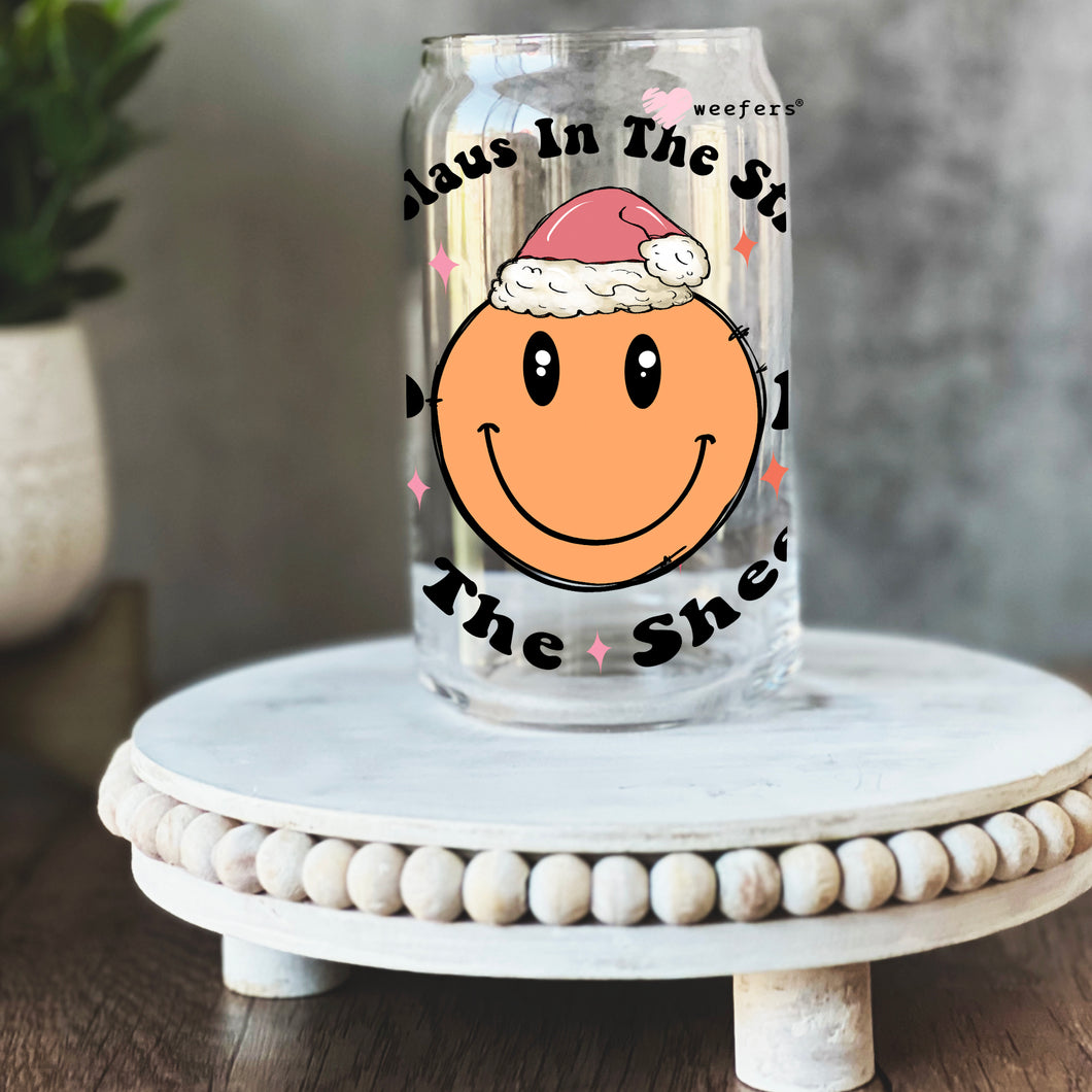 Funny Mrs claus in the Streets  16oz Libbey Glass Can UV-DTF or Sublimation Wrap - Decal