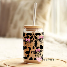 Load image into Gallery viewer, Cute Pink Black Cow Print 16oz Libbey Glass Can UV-DTF or Sublimation Wrap - Decal
