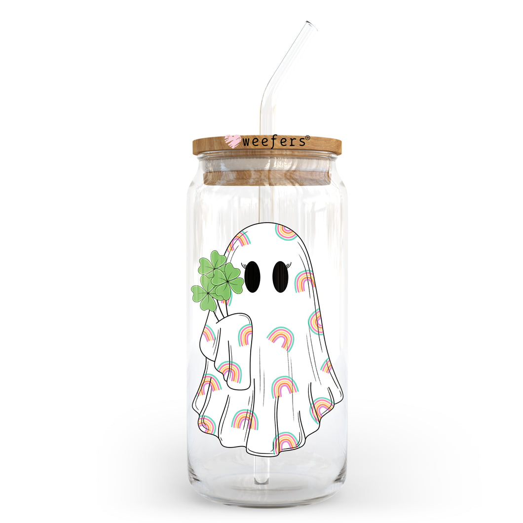 a glass jar with a lid and a straw in the shape of a ghost