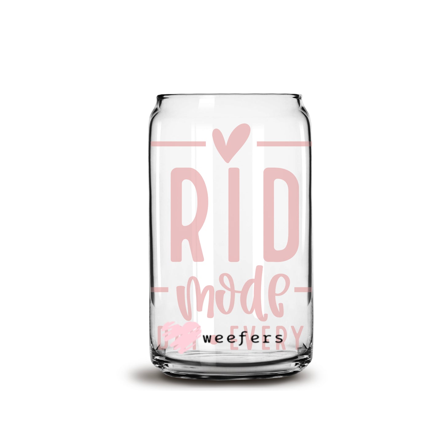 Bride Mode Blush 16oz Libbey Glass Can UV DTF or Sublimation Wrap - Decal - Weefers