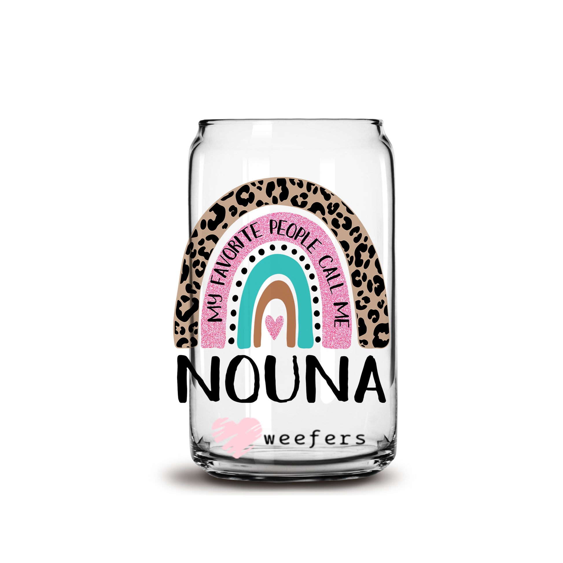 Mother's Day Nouna Boho Rainbow  16oz Libbey Glass Can UV DTF or Sublimation Wrap - Decal - Weefers