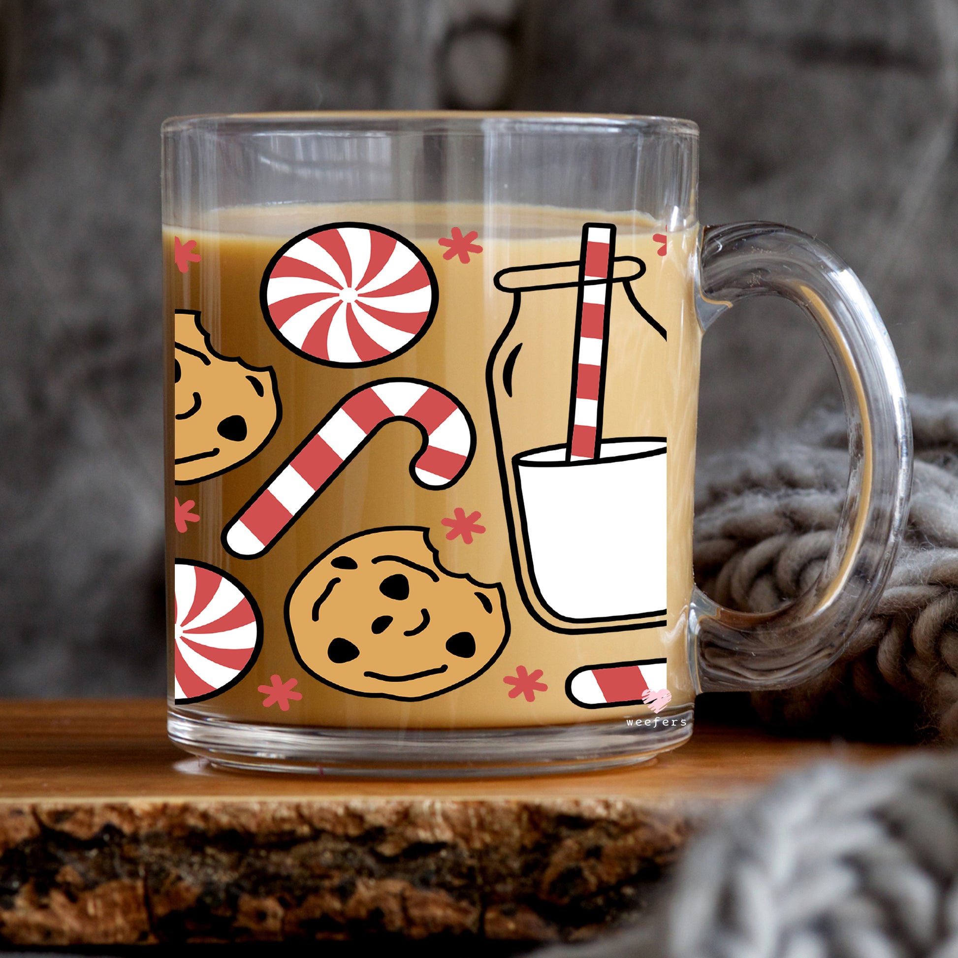 Christmas Milk and Cookies 11oz Coffee Mug UV DTF or Sublimation Wrap - Decal - Weefers