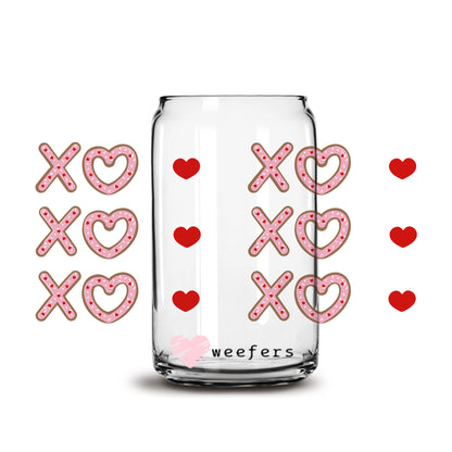 Valentine Cookie Heart XOXO Libbey Glass Can Wrap UV DTF Sublimation Transfers - Weefers