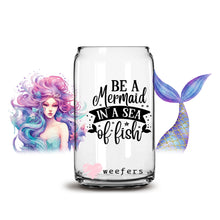 Load image into Gallery viewer, a glass jar with a mermaid design on it

