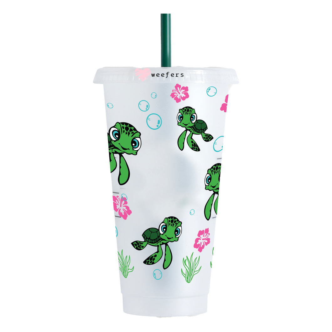 Cute Turtle 24oz UV-DTF Cold Cup Wrap - Ready to apply Wrap - HOLE