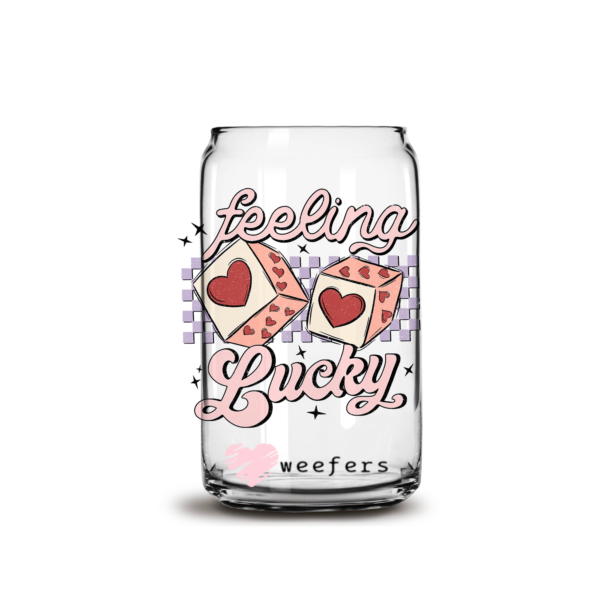 Feeling Lucky Valentine's Day 16oz Libbey Glass Can UV DTF or Sublimation Cup Wrap - Decal Transfer - Weefers