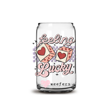 Feeling Lucky Valentine's Day 16oz Libbey Glass Can UV DTF or Sublimation Cup Wrap - Decal Transfer - Weefers