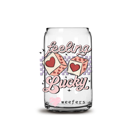 Feeling Lucky Valentine's Day 16oz Libbey Glass Can UV DTF or Sublimation Cup Wrap - Decal Transfer - Weefers