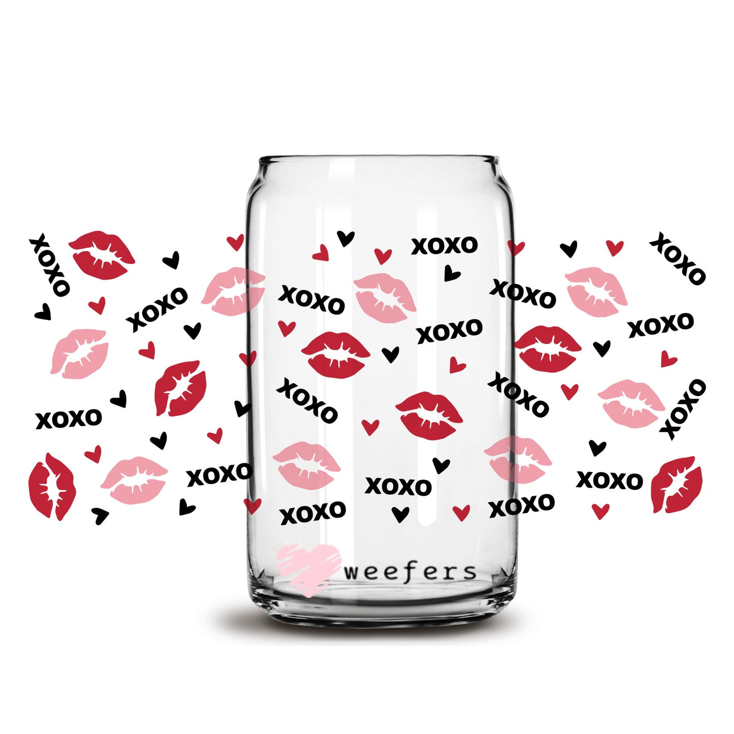 Valentine Lips XOXO Libbey Glass Can Wrap UV DTF Sublimation Transfers - Weefers